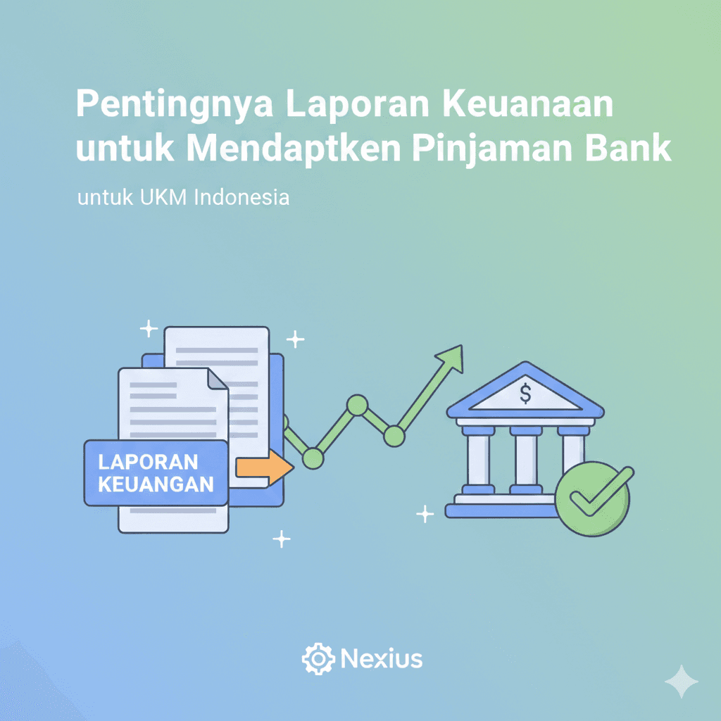 Ilustrasi pemilik UMKM menyiapkan laporan keuangan untuk pengajuan pinjaman bank